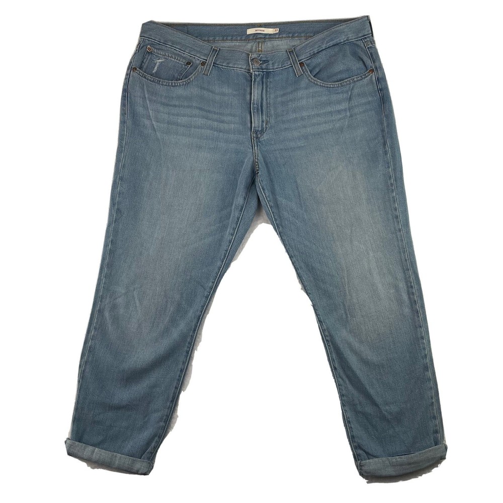 Levi's Women's New Boyfriend Jeans Size (33) "Measures 37" Whisker Distressed